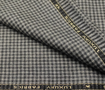OCM Men's Wool Checks Medium & Soft 2 Meter Unstitched Tweed Jacketing & Blazer Fabric (Light Grey )