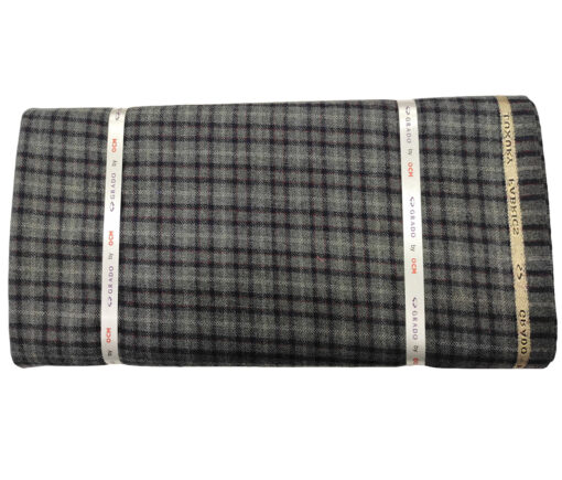 OCM Men's Wool Checks Medium & Soft 2 Meter Unstitched Tweed Jacketing & Blazer Fabric (Dark Grey)