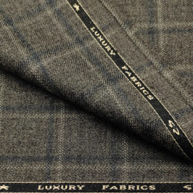 OCM Men's Wool Checks Medium & Soft 2 Meter Unstitched Tweed Jacketing & Blazer Fabric (Dark Brown)