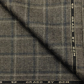 OCM Men's Wool Checks Medium & Soft 2 Meter Unstitched Tweed Jacketing & Blazer Fabric (Dark Brown)