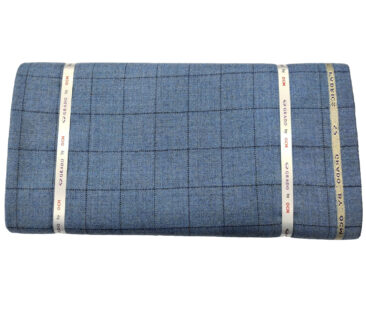OCM Men's Wool Checks Fine & Soft 2 Meter Unstitched Tweed Jacketing & Blazer Fabric (Blue)