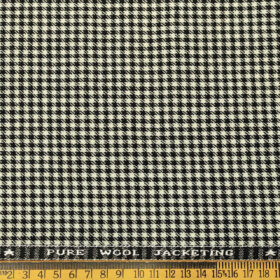 OCM Men's Wool Houndstooth Fine & Soft 2 Meter Unstitched Tweed Jacketing & Blazer Fabric (Cream & Black)