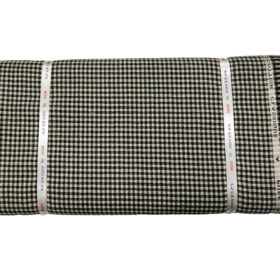 OCM Men's Wool Houndstooth Fine & Soft 2 Meter Unstitched Tweed Jacketing & Blazer Fabric (Cream & Black)