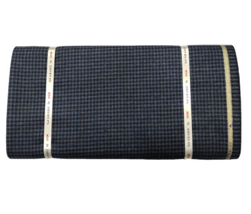 OCM Men's Wool Houndstooth Fine & Soft 2 Meter Unstitched Tweed Jacketing & Blazer Fabric (Dark Blue & Black)