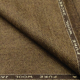 OCM Men's Wool Herringbone Thick & Soft 2 Meter Unstitched Tweed Jacketing & Blazer Fabric (Brown)