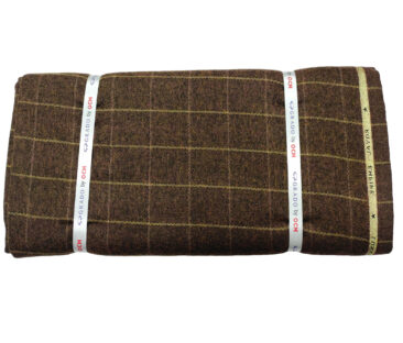 OCM Men's Wool Checks Fine & Soft 2 Meter Unstitched Tweed Jacketing & Blazer Fabric (Dark Brown)