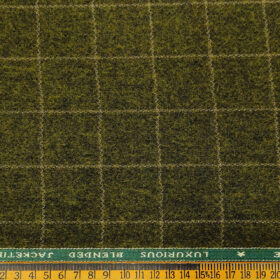 OCM Men's Wool Checks Fine & Soft 2 Meter Unstitched Tweed Jacketing & Blazer Fabric (Greenish Brown)