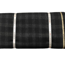 OCM Men's Wool Checks Medium & Soft 2 Meter Unstitched Tweed Jacketing & Blazer Fabric (Black & Grey)