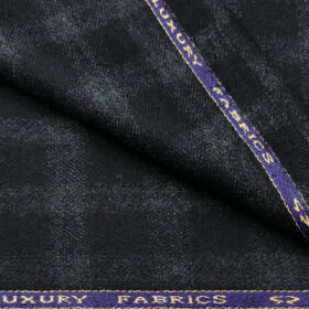 OCM Men's Wool Checks Medium & Soft 2 Meter Unstitched Tweed Jacketing & Blazer Fabric (Dark Blue )