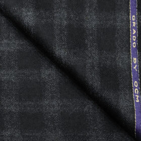 OCM Men's Wool Checks Medium & Soft 2 Meter Unstitched Tweed Jacketing & Blazer Fabric (Dark Blue )