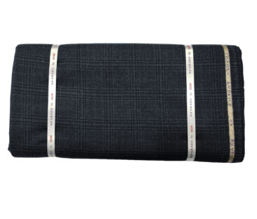 OCM Men's Wool Checks Medium & Soft 2 Meter Unstitched Tweed Jacketing & Blazer Fabric (Dark Blue)