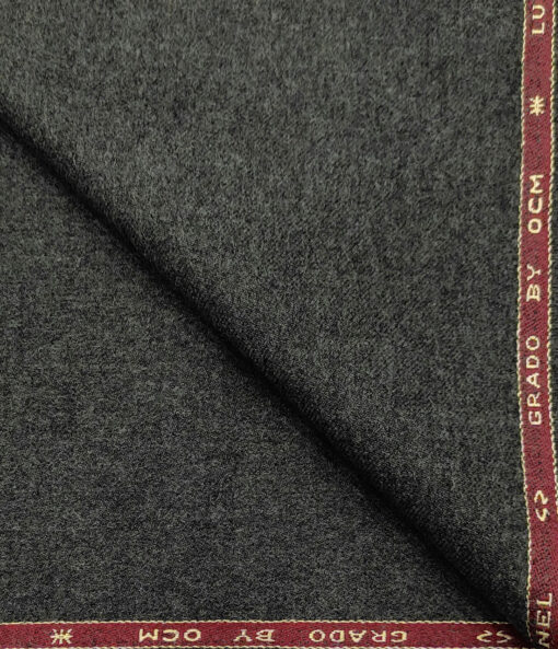 OCM Men's Wool Solids Medium & Soft 2.20 Meter Unstitched Tweed Jacketing & Blazer Fabric (Dark Worsted Grey)