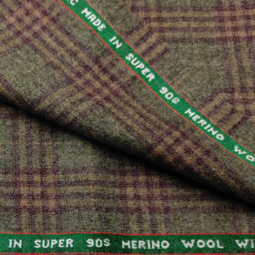 Raymond Men's Wool Checks Virasafe Anti Viral Fabric 2.20 Meter Unstitched Tweed Jacketing & Blazer Fabric (Brown