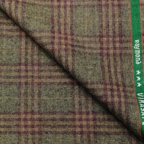 Raymond Men's Wool Checks Virasafe Anti Viral Fabric 2.20 Meter Unstitched Tweed Jacketing & Blazer Fabric (Brown