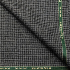 Raymond Men's Wool Houndstooth Medium & Soft 2.20 Meter Unstitched Tweed Jacketing & Blazer Fabric (Worsted Grey)