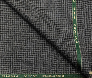 Raymond Men's Wool Houndstooth Medium & Soft 2.20 Meter Unstitched Tweed Jacketing & Blazer Fabric (Worsted Grey)