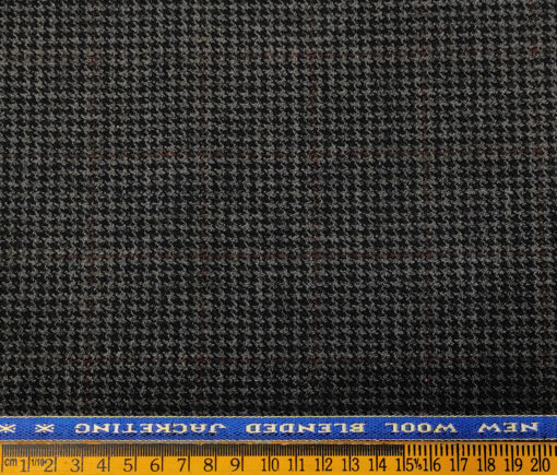 Raymond Men's Wool Houndstooth Medium & Soft 2.20 Meter Unstitched Tweed Jacketing & Blazer Fabric (Dark Grey)