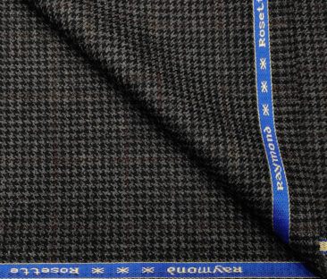 Raymond Men's Wool Houndstooth Medium & Soft 2.20 Meter Unstitched Tweed Jacketing & Blazer Fabric (Dark Grey)