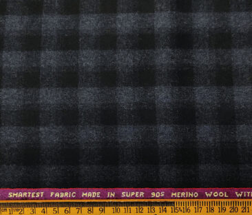 Raymond Men's Wool Checks Virasafe Anti Viral Fabric 2.20 Meter Unstitched Tweed Jacketing & Blazer Fabric (Black & Blue)