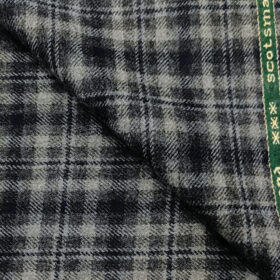 Raymond Men's Wool Checks Medium & Soft 2.20 Meter Unstitched Tweed Jacketing & Blazer Fabric (Grey & Blue)