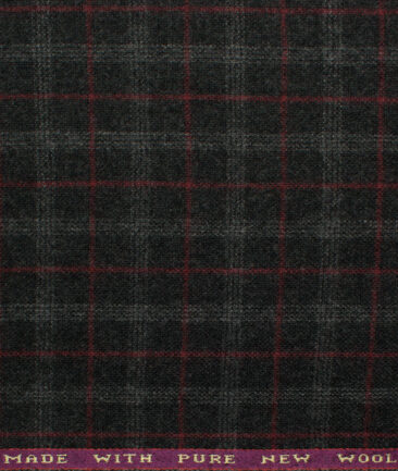 Raymond Men's Wool Checks Fine & Soft Unstitched Tweed Jacketing & Blazer Fabric (Black, Grey & Maroon) - Image 3