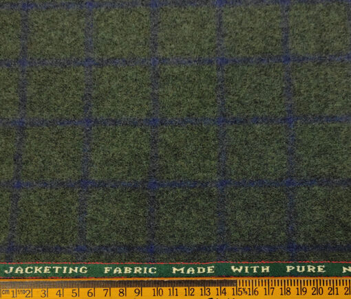 Raymond Men's Wool Checks Medium & Soft 2.20 Meter Unstitched Tweed Jacketing & Blazer Fabric (Green & Blue)