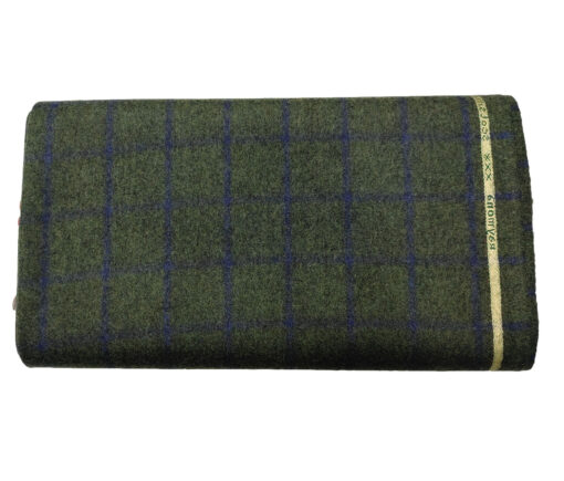 Raymond Men's Wool Checks Medium & Soft 2.20 Meter Unstitched Tweed Jacketing & Blazer Fabric (Green & Blue)