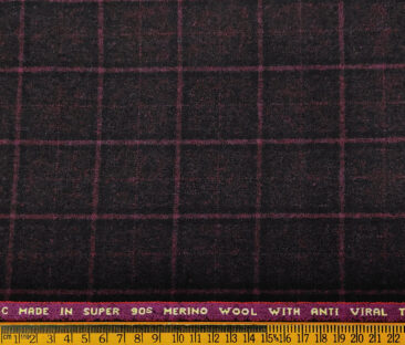 Raymond Men's Wool Checks Virasafe Anti Viral Fabric 2.20 Meter Unstitched Tweed Jacketing & Blazer Fabric (Dark Wine)