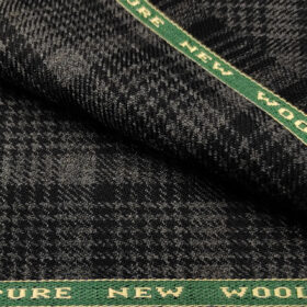 Raymond Men's Wool Checks Medium & Soft 2.20 Meter Unstitched Tweed Jacketing & Blazer Fabric (Black & Grey)