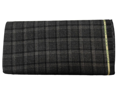 Raymond Men's Wool Checks Medium & Soft 2.20 Meter Unstitched Tweed Jacketing & Blazer Fabric (Black & Grey)