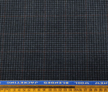 Raymond Men's Wool Checks Medium & Soft 2.20 Meter Unstitched Tweed Jacketing & Blazer Fabric (Dark Blue)
