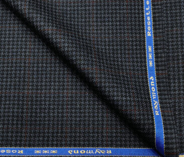 Raymond Men's Wool Checks Medium & Soft 2.20 Meter Unstitched Tweed Jacketing & Blazer Fabric (Dark Blue)