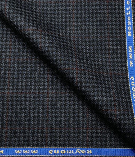 Raymond Men's Wool Checks Medium & Soft 2.20 Meter Unstitched Tweed Jacketing & Blazer Fabric (Dark Blue)
