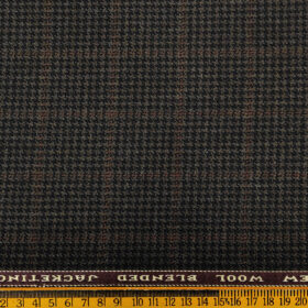 Raymond Men's Wool Checks Medium & Soft 2.20 Meter Unstitched Tweed Jacketing & Blazer Fabric (Brown & Black)