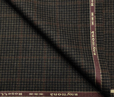 Raymond Men's Wool Checks Medium & Soft 2.20 Meter Unstitched Tweed Jacketing & Blazer Fabric (Brown & Black)
