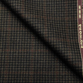 Raymond Men's Wool Checks Medium & Soft 2.20 Meter Unstitched Tweed Jacketing & Blazer Fabric (Brown & Black)