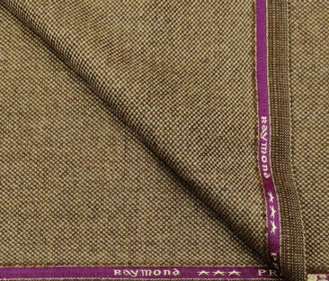 Raymond Men's Wool Structured Medium & Soft 2.20 Meter Unstitched Tweed Jacketing & Blazer Fabric (Light Brown)