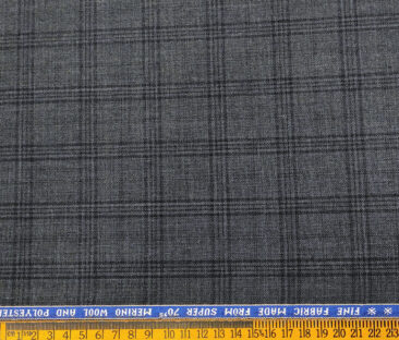 Raymond Men's Wool Checks Super 70's  Unstitched Suiting Fabric (Grey)