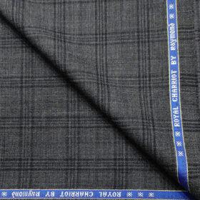 Raymond Men's Wool Checks Super 70's  Unstitched Suiting Fabric (Grey)