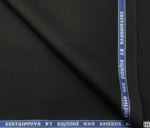 Raymond Men's Wool Solids Sustainouva  Unstitched Suiting Fabric (Black)