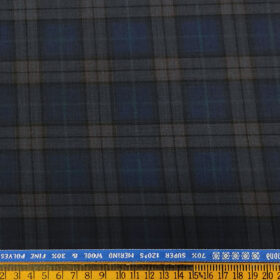 Raymond Men's Wool Checks Super 120's  Unstitched Suiting Fabric (Dark Royal Blue)