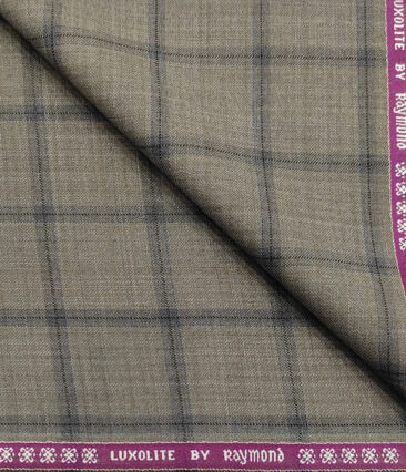 Raymond Men's Wool Checks Super 120's Unstitched Suiting Fabric (Light Brown)