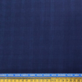 Raymond Men's Wool Checks Super 120's  Unstitched Suiting Fabric (Dark Royal Blue)