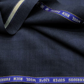 Raymond Men's Wool Checks Super 120's Unstitched Suiting Fabric (Dark Navy Blue)