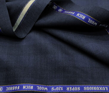 Raymond Men's Wool Checks Super 120's Unstitched Suiting Fabric (Dark Navy Blue)