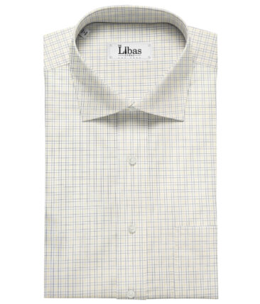 Arvind Men's Supima Cotton Checks 2 Meter Unstitched Shirting Fabric (Milky White)