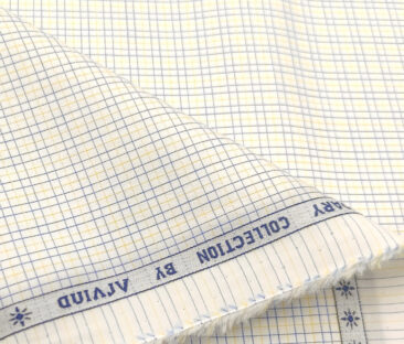 Arvind Men's Supima Cotton Checks 2 Meter Unstitched Shirting Fabric (Milky White)