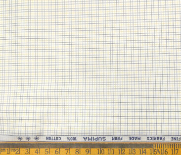 Arvind Men's Supima Cotton Checks 2 Meter Unstitched Shirting Fabric (Milky White)