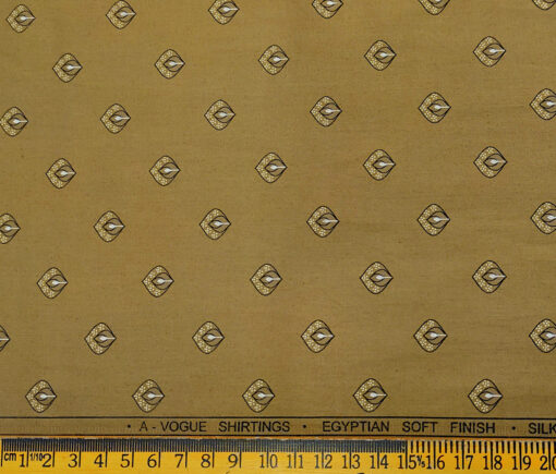 A-Vogue Men's Cotton Printed 2.25 Meter Unstitched Shirting Fabric (Brown)