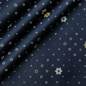 A-Vogue Men's Cotton Printed 2.25 Meter Unstitched Shirting Fabric (Dark Blue)